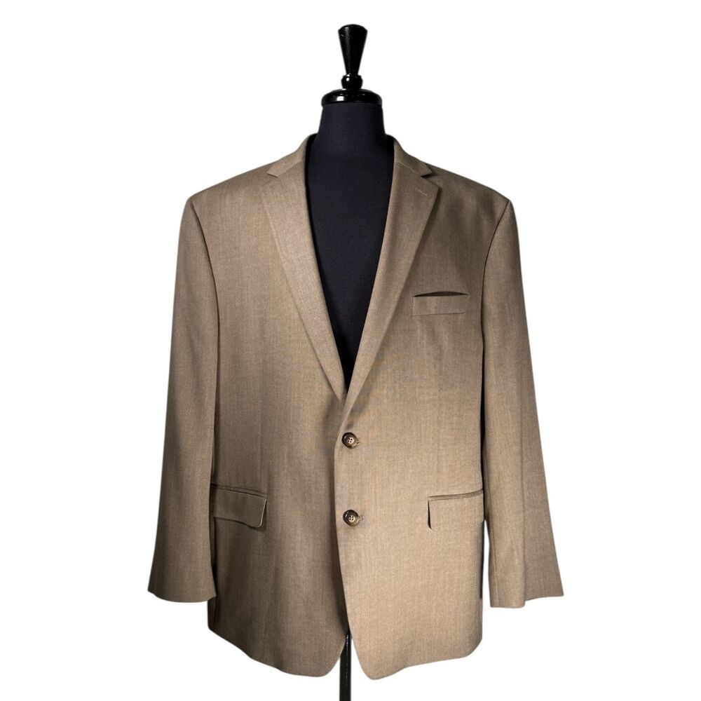 Chaps Ralph Lauren Mens 50R Tan Stretch Blazer 2 Button Sport Coat Jacket
